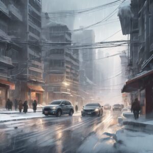 오늘, 영하 14도 강추위에 대비해 눈 내리고 있다